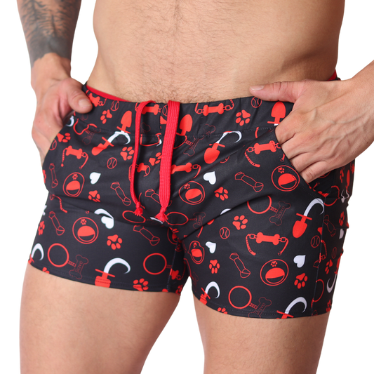 Dog Red Shorts front view by Gigo Underwear