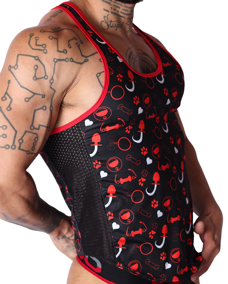 Dog Red Tank front view by Gigo Underwear