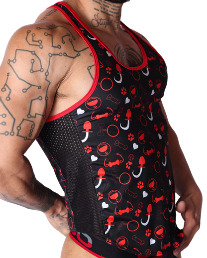 Dog Red Tank front view by Gigo Underwear