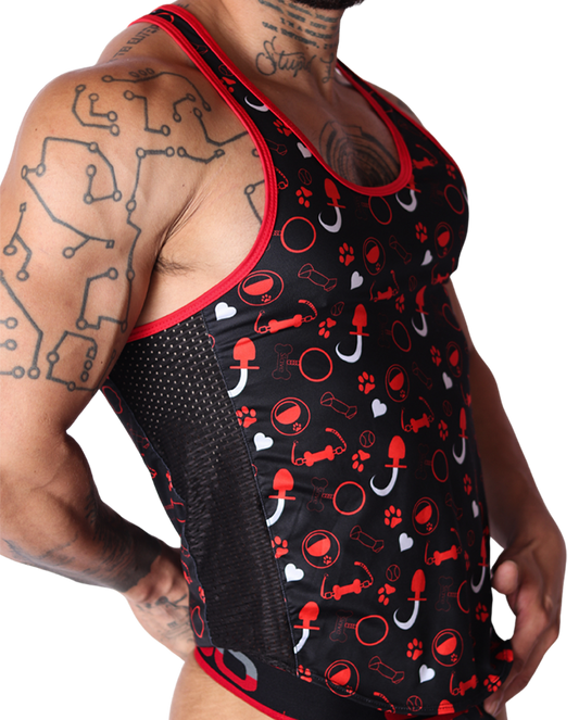 Dog Red Tank front view by Gigo Underwear