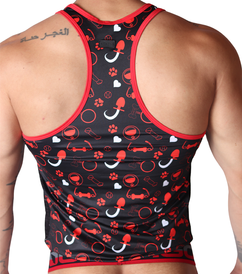 Dog Red Tank back view by Gigo Underwear