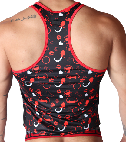 Dog Red Tank back view by Gigo Underwear