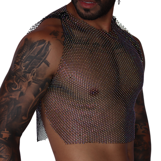 Diamond Black Crop Top front view by Gigo Underwear