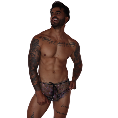 Diamond Black Hot Shorts on model by Gigo Underwear