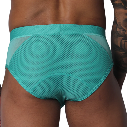 Evocative Aqua Brief back view by Gigo Underwear