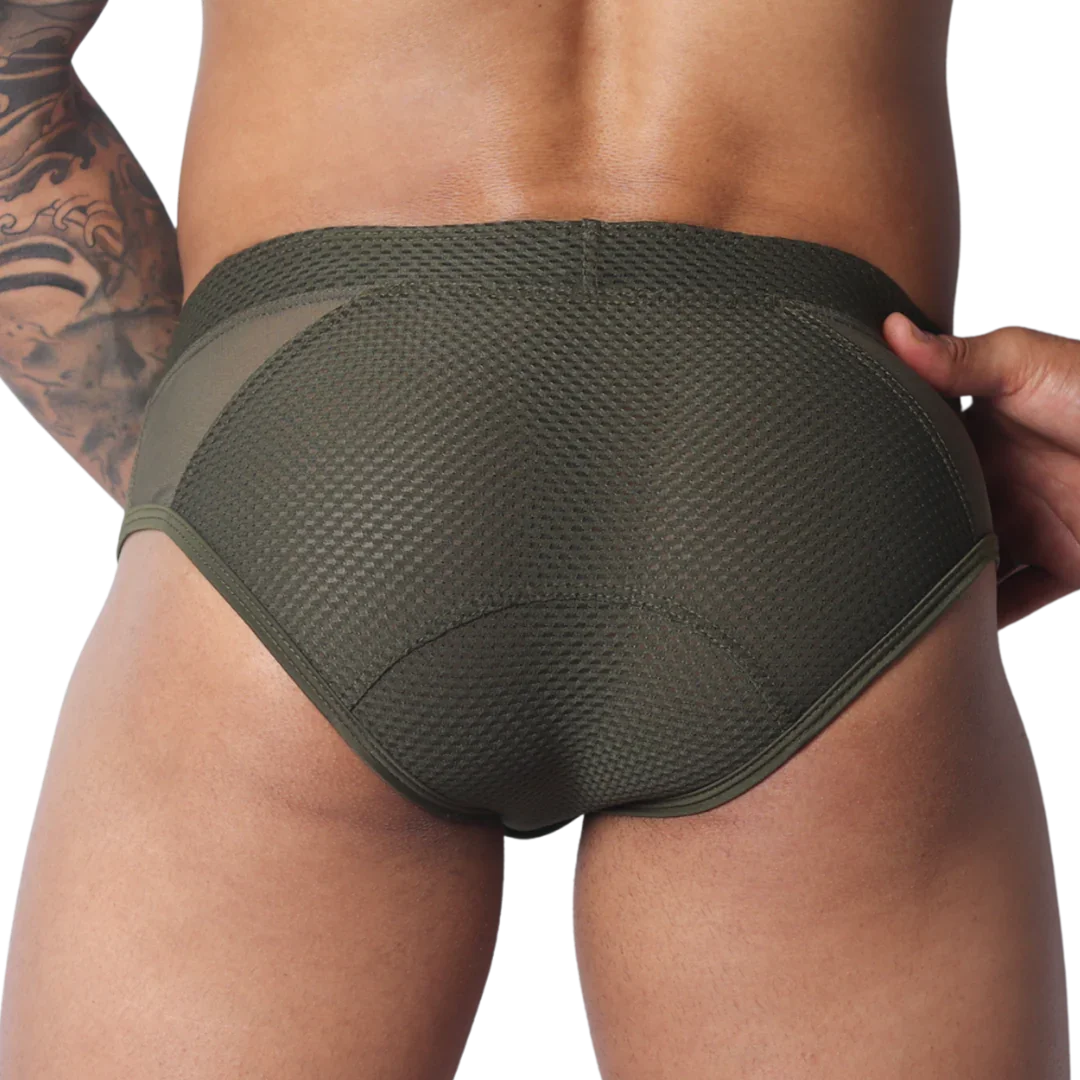 Evocative Green Brief back view by Gigo Underwear