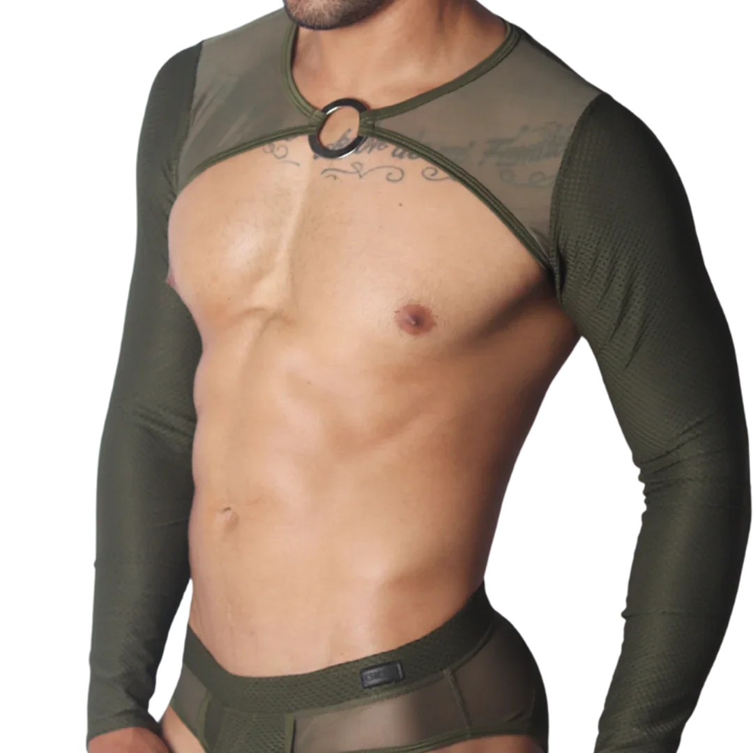 Evocative Green Harness front view by Gigo Underwear