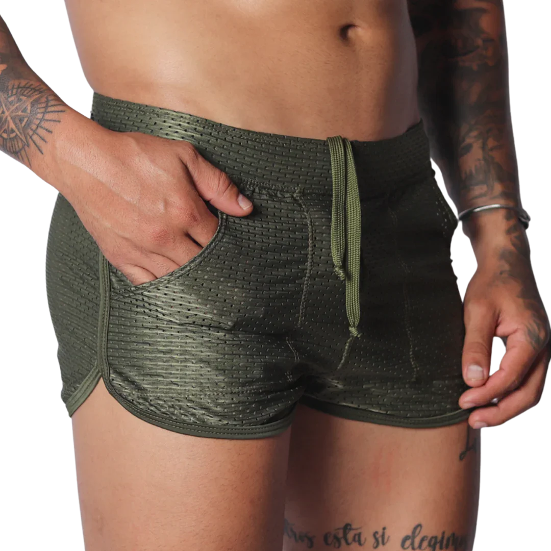 Exit Green Short front view by Gigo Underwear