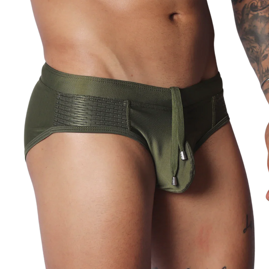 Exit Green Swim Brief front view by Gigo Underwear
