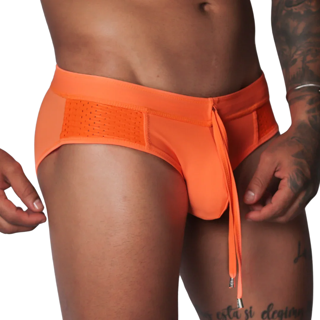 Exit Orange Swim Brief front view by Gigo Underwear