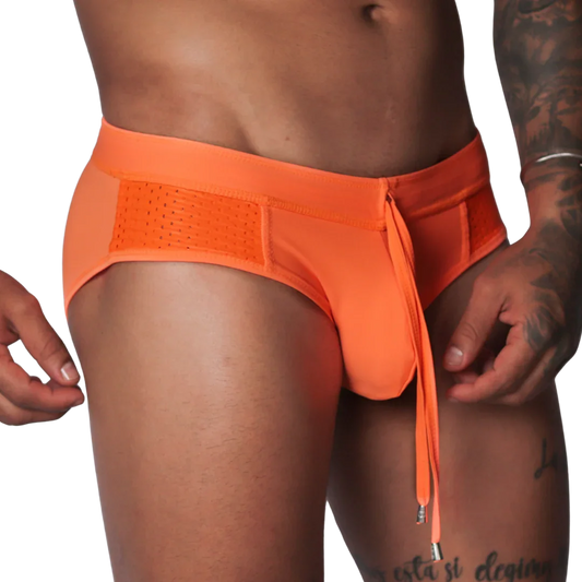 Exit Orange Swim Brief front view by Gigo Underwear