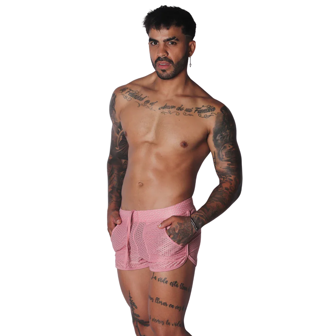 Exit Pink Short on model by Gigo Underwear