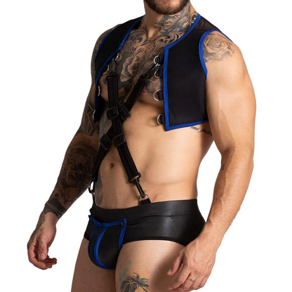 F Fetish Blue Harness back view by Gigo Underwear