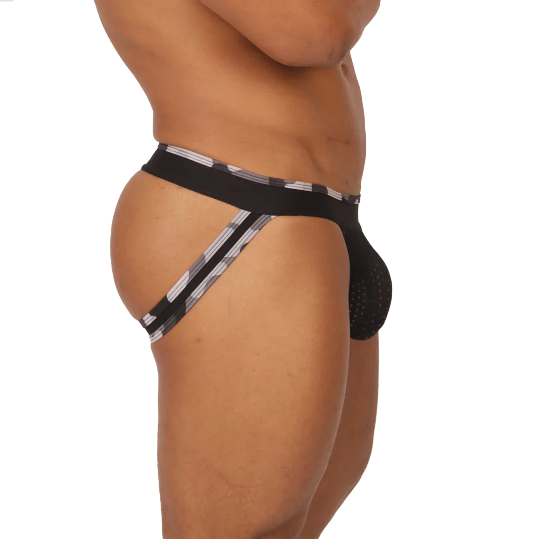 Feeling Black Jockstrap front view by Gigo Underwear