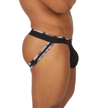Feeling Black Jockstrap front view by Gigo Underwear