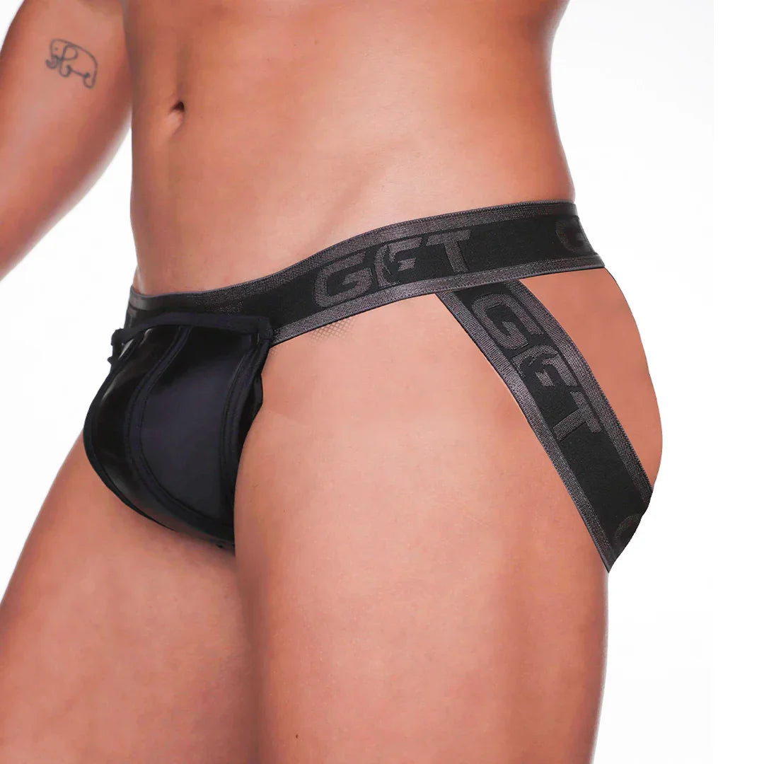 2 Fetiche Black Jockstrap front view by Gigo Underwear