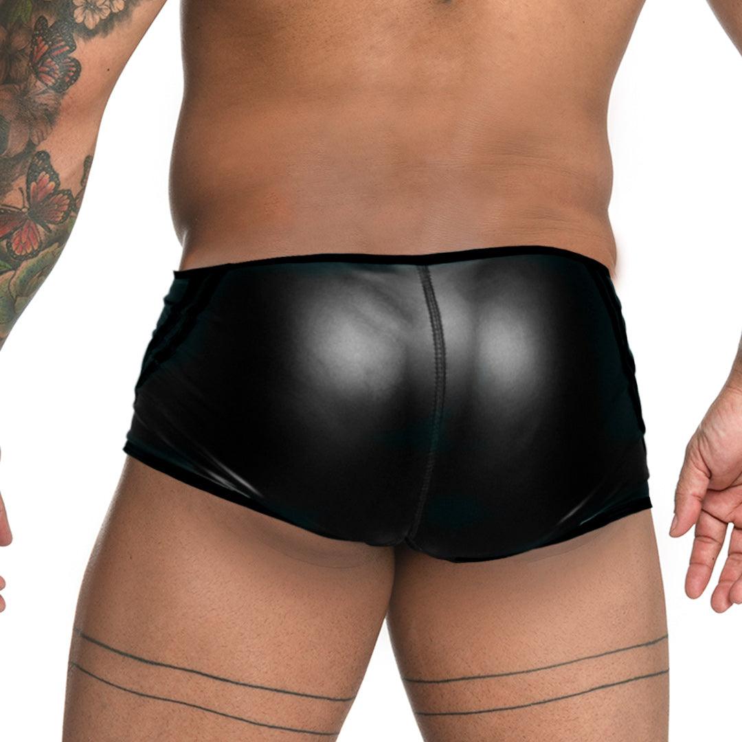 FETICHE BLACK TRUNK - Sexy black leather boxer shorts for men