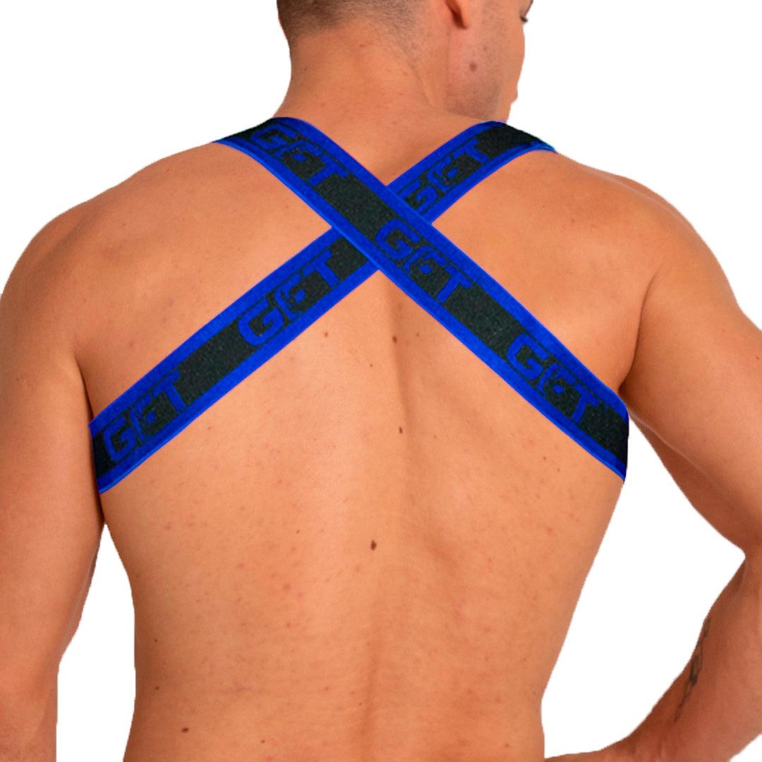 FETICHE BLUE HARNESS - Sexy black harness in leather-like fabric