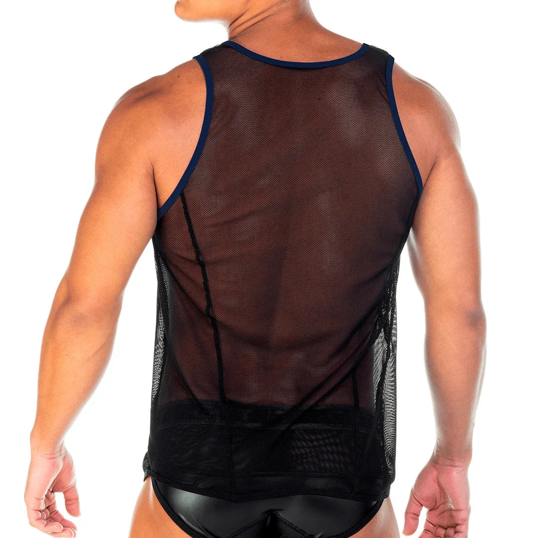2 Fetiche Blue Tank back view by Gigo Underwear