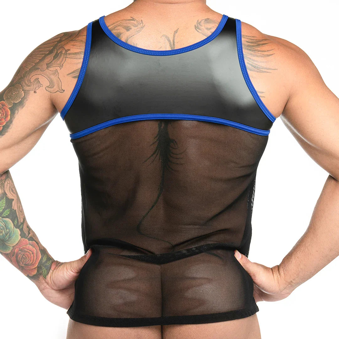 Fetiche Blue Tank front view by Gigo Underwear