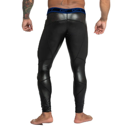 Fetiche Blue Zipper Leggins front view by Gigo Underwear
