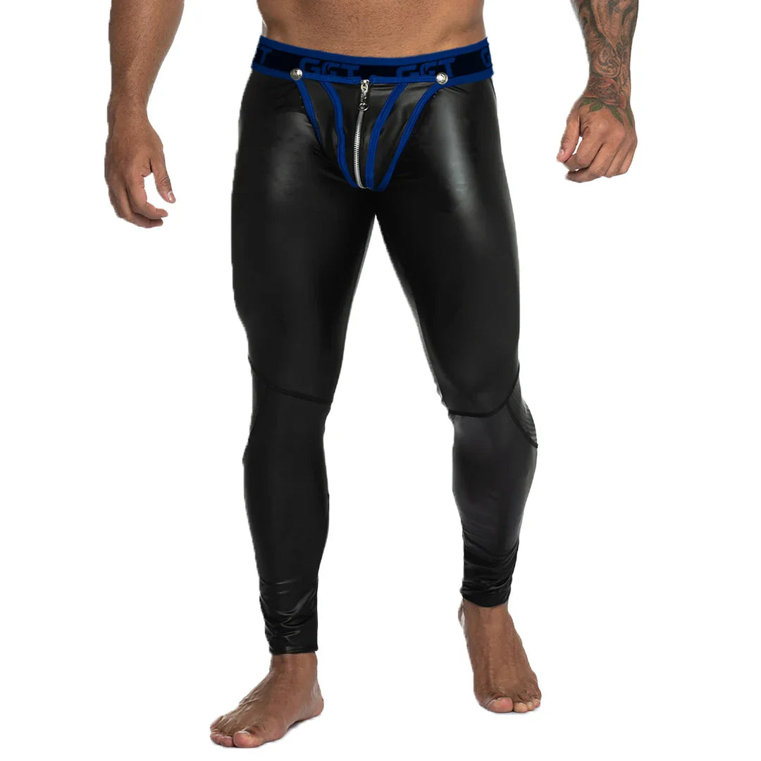 Fetiche Blue Zipper Leggins by Gigo Underwear