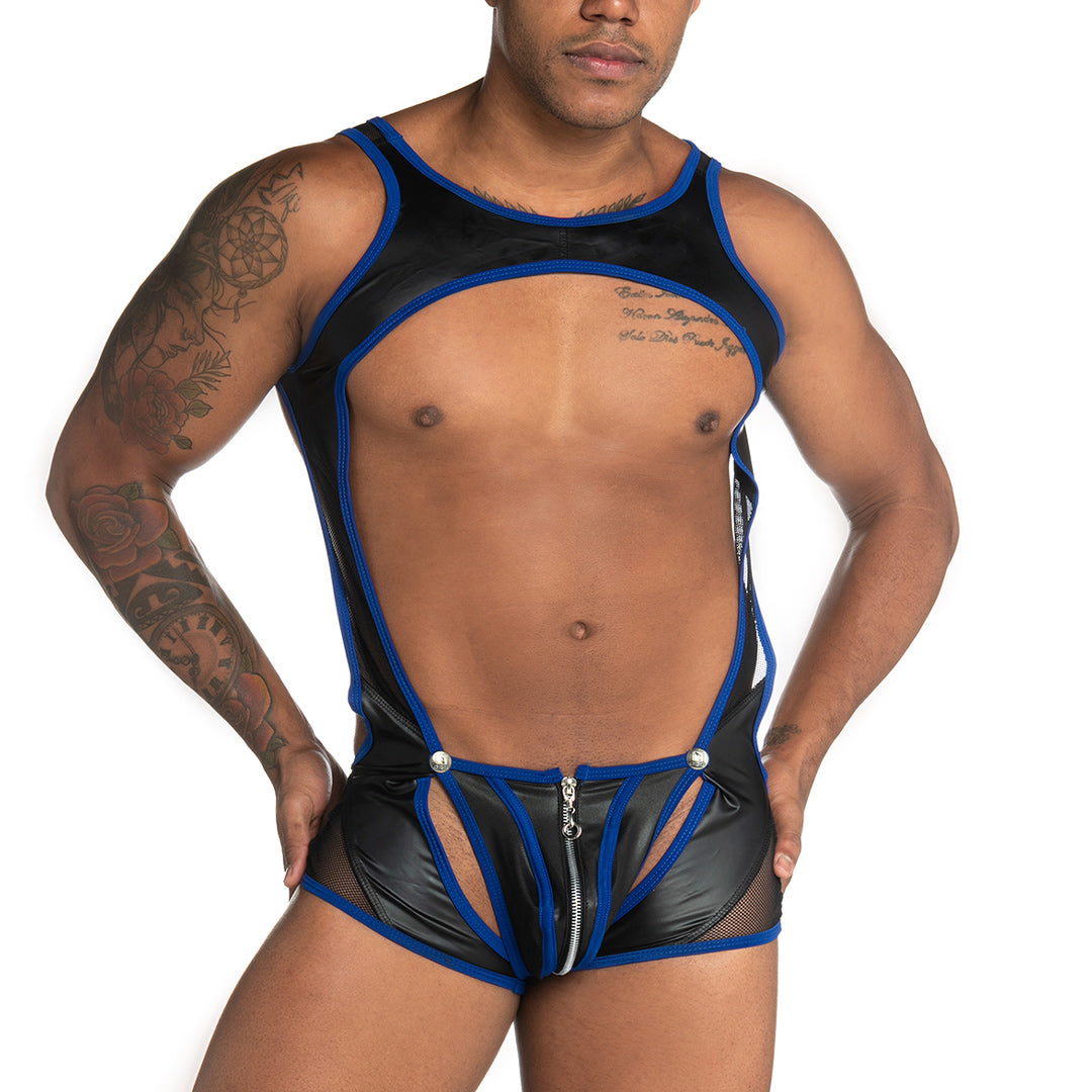 FETICHE BLUE ZIPPER SINGLET