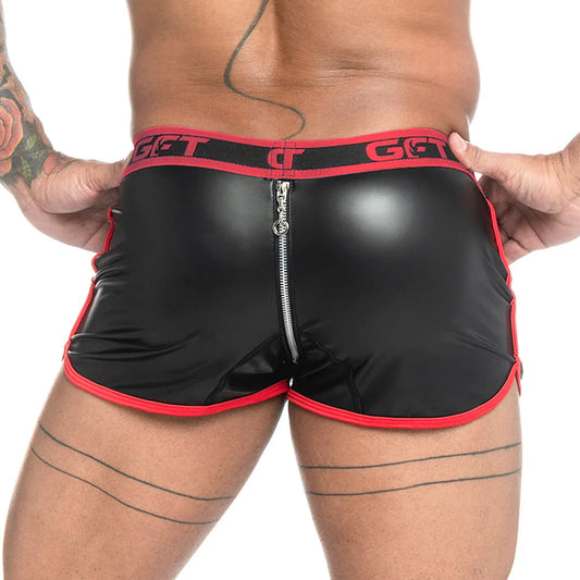 Fetiche Red Zipper Short front view by Gigo Underwear