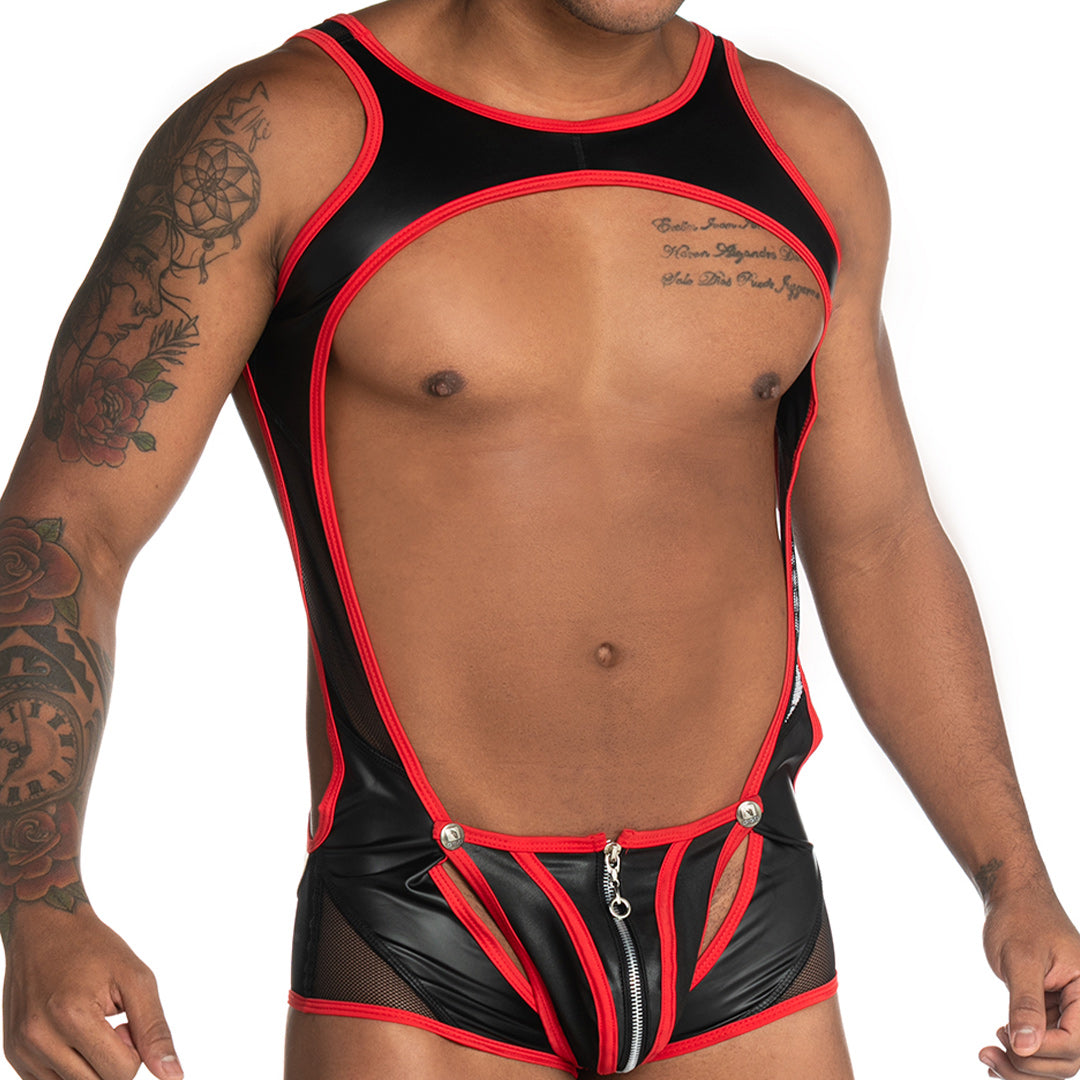 FETICHE RED ZIPPER SINGLET