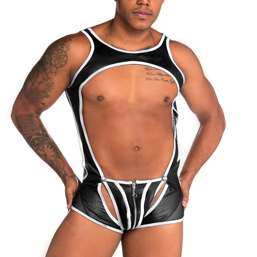 FETICHE WHITE ZIPPER SINGLET