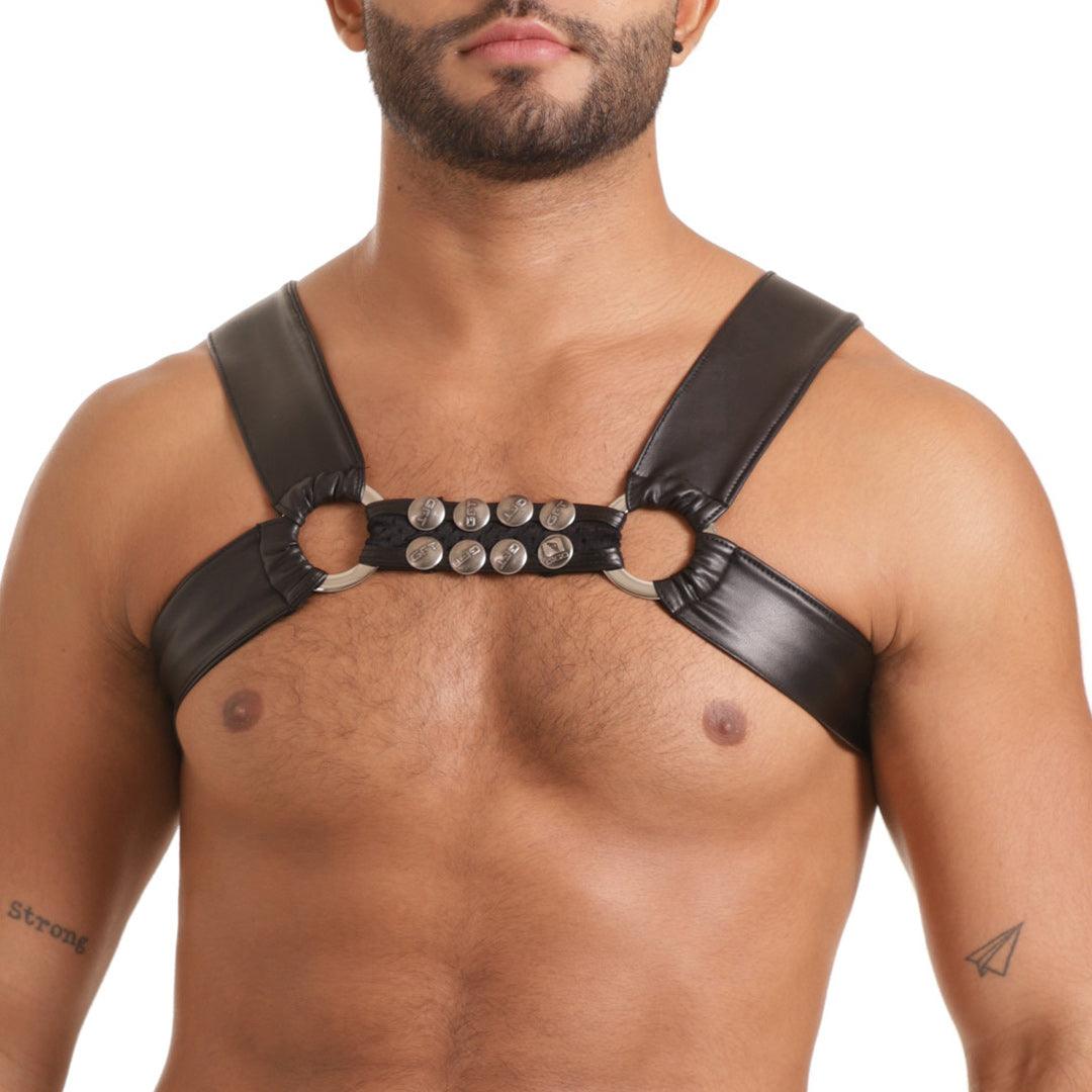 FETISH LEATHER HARNESS - Sexy black leather type harness for men