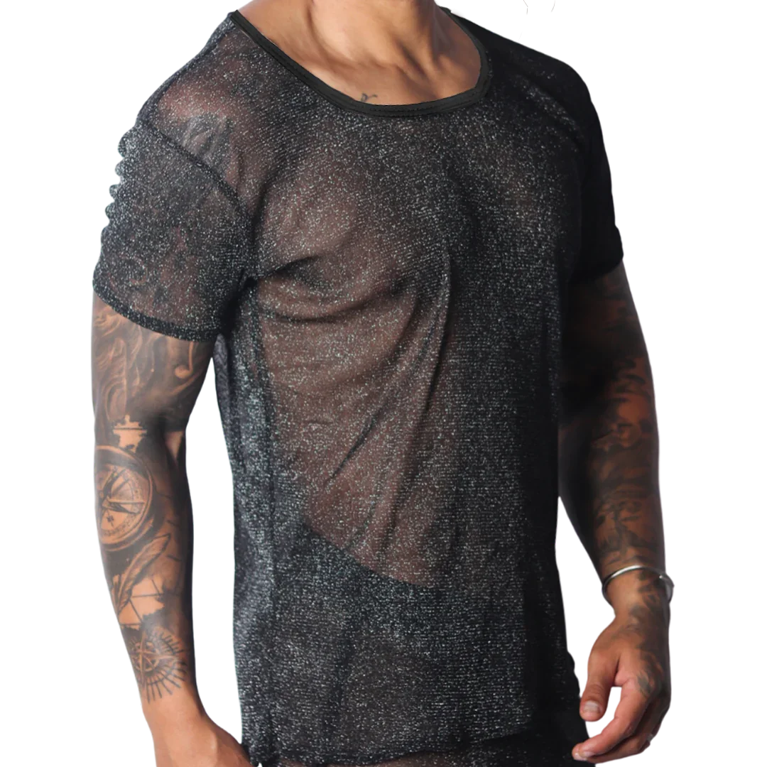 Flash Black Tshirt front view by Gigo Underwear