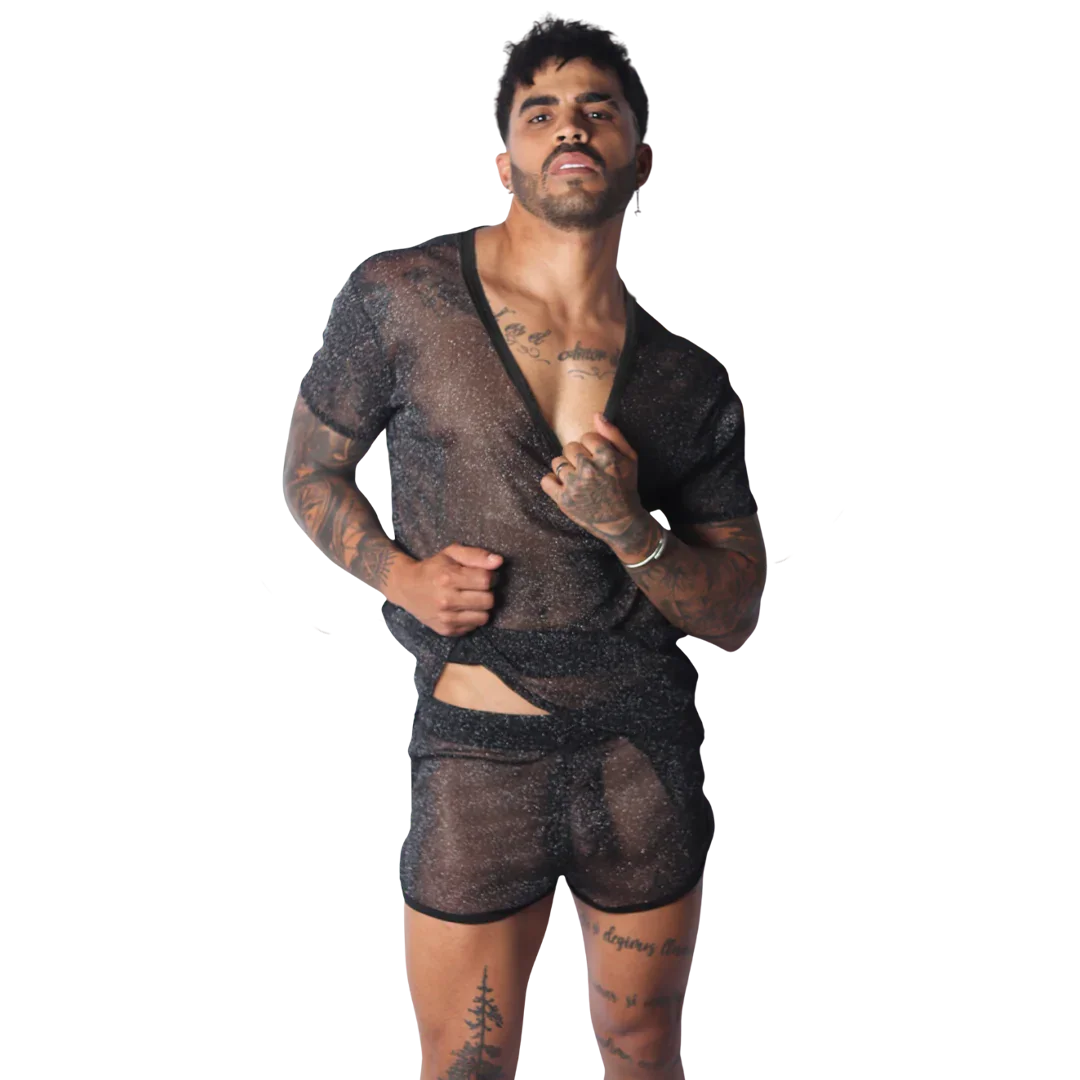 Flash Black Tshirt on model by Gigo Underwear
