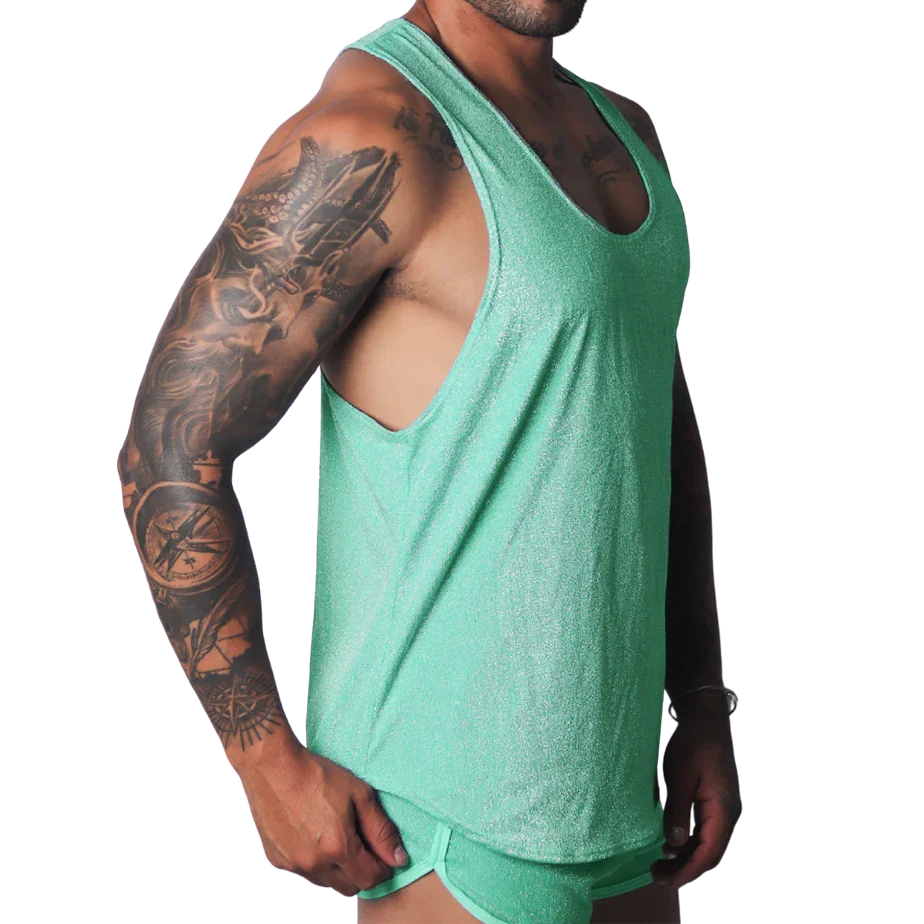 Flash Green Tank front view by Gigo Underwear