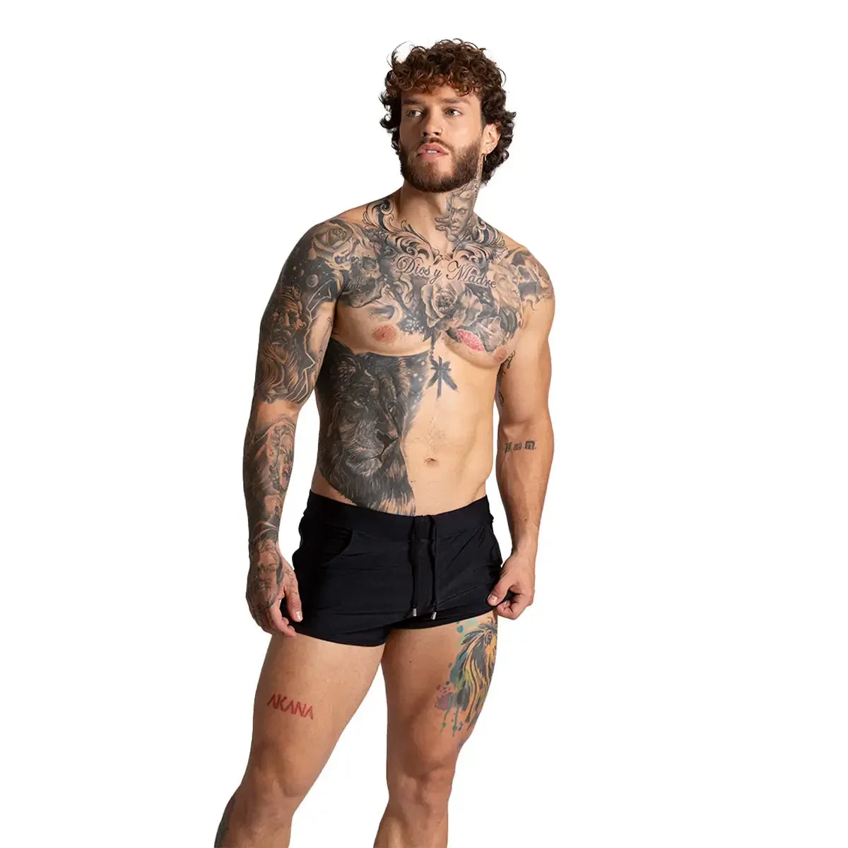 Flashing Black Beachwear on model by Gigo Underwear