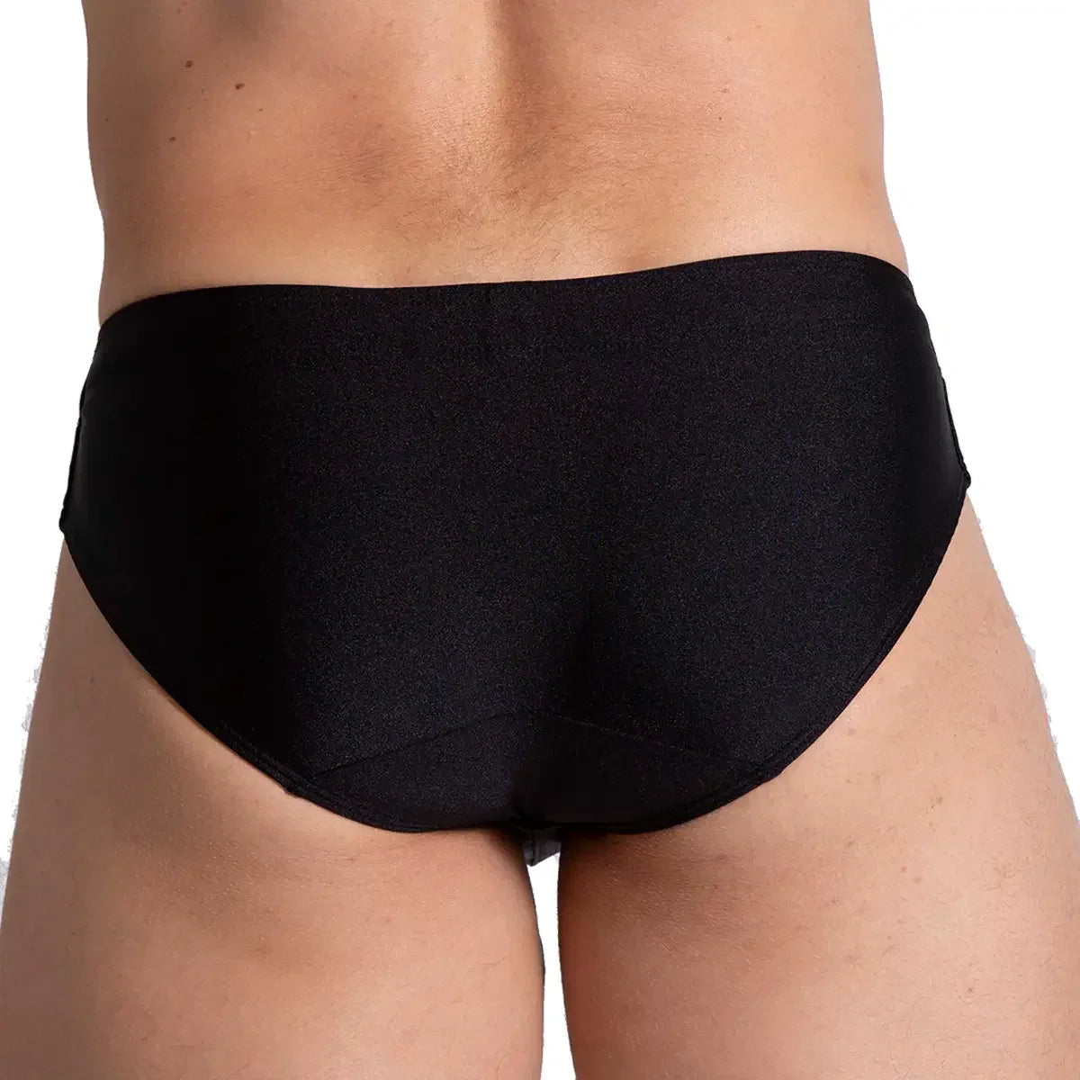 Flashing Black Swim Brief front view by Gigo Underwear