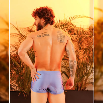 Flashing Blue Beachwear on model by Gigo Underwear