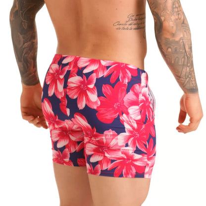 Flowers Fucshia Beachwear back view by Gigo Underwear