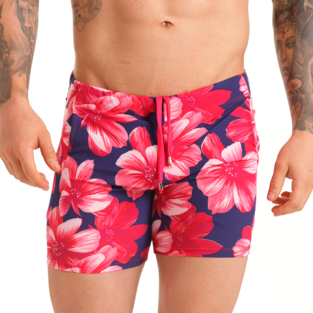 FLOWERS FUCSHIA BEACHWEAR