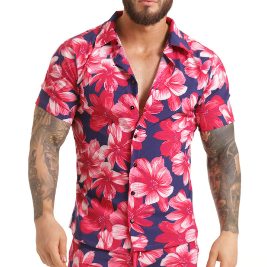 FLOWERS FUCSHIA SHIRT