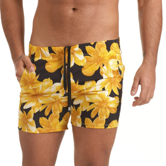 Flowers Yellow Beachwear by Gigo Underwear
