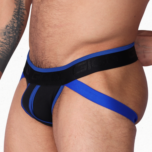 Flux Blue Jockstrap front view by Gigo Underwear