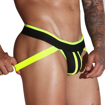 Flux Yellow Jockstrap front view by Gigo Underwear