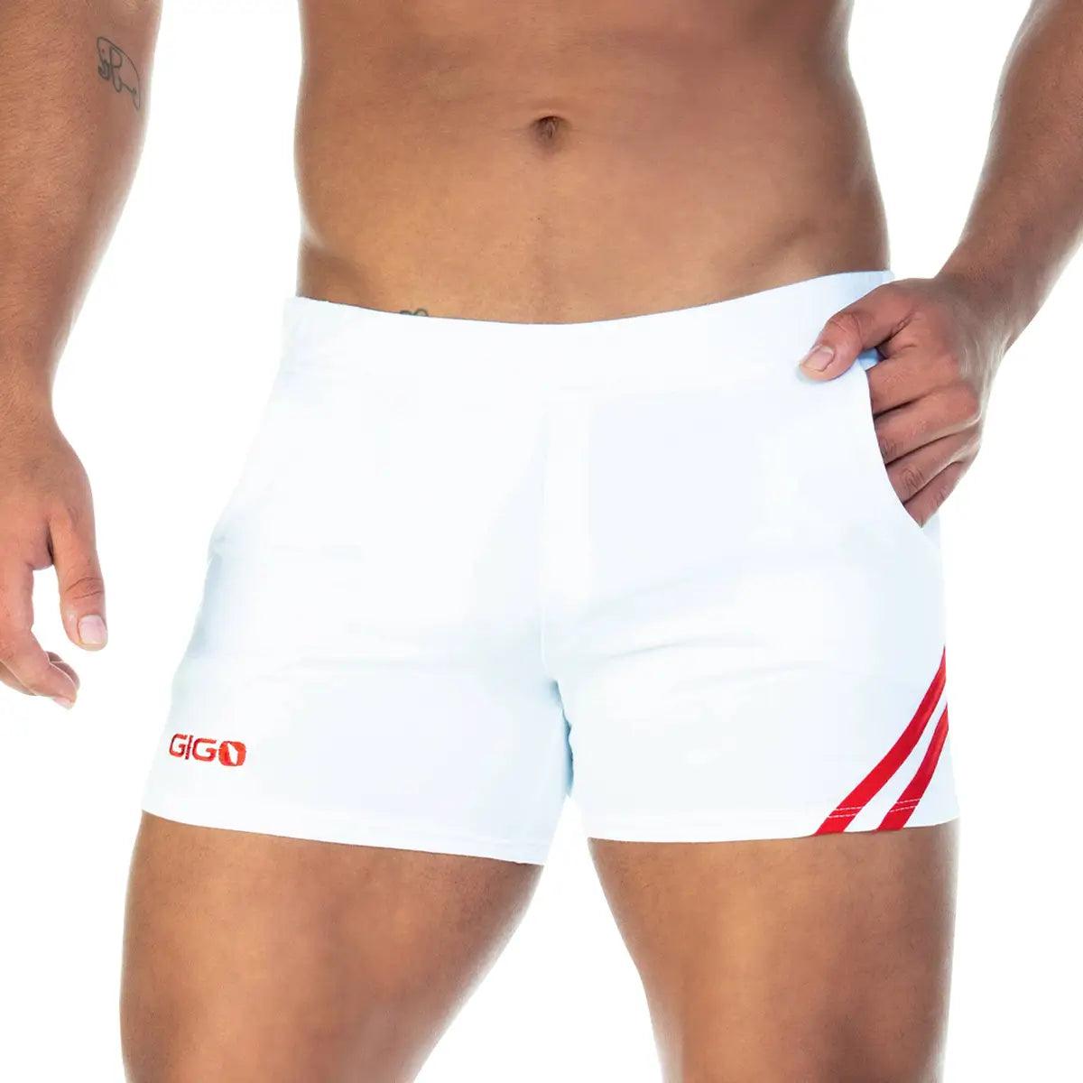 FOREVER HEAVY WHITE RED SHORT - Gigo Underwear