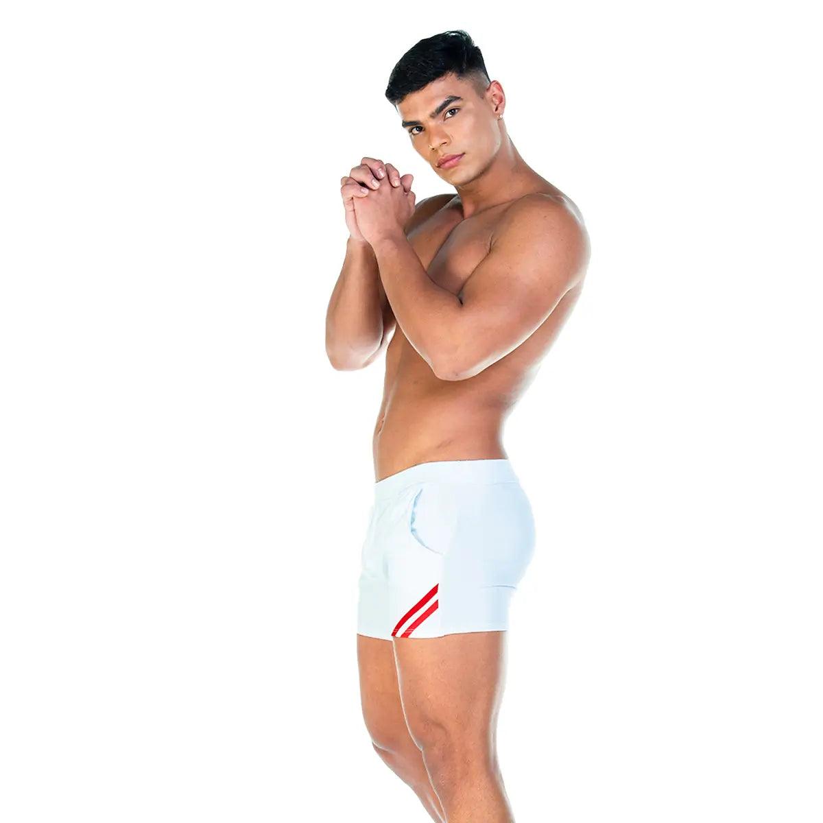 FOREVER HEAVY WHITE RED SHORT - Gigo Underwear