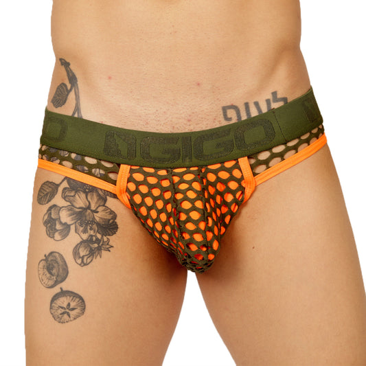 FRESH ORANGE BRIEF JOCK - Sexy Men's Jockstrap with Contrast Waistband