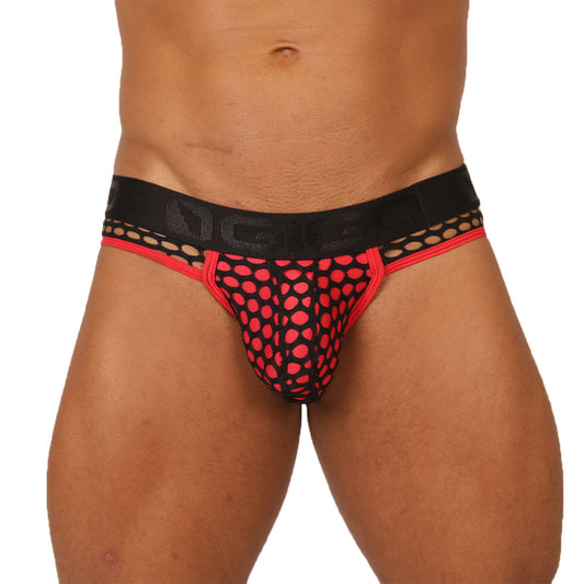 FRESH RED BRIEF JOCK - Sexy Men's Jockstrap with Contrast Waistband