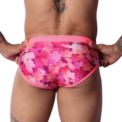 Floral Fuchsia Swim Brief back view by Gigo Underwear