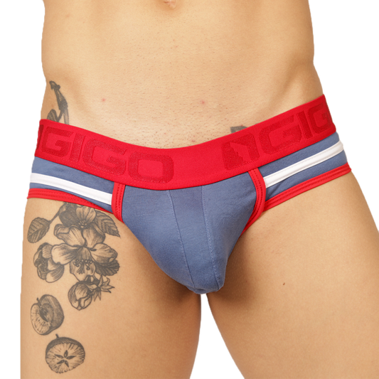 GAROTO BLUE BRIEF - Bold Men's Brief with Contrasting Waistband