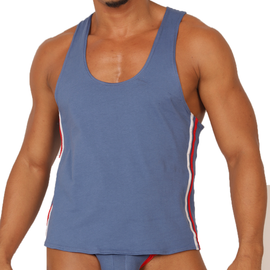 GAROTO BLUE TANK - Bold Men's Brief with Contrasting Waistband